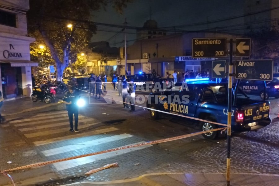 Escena del crimen en Rafaela este domingo a la madrugada.