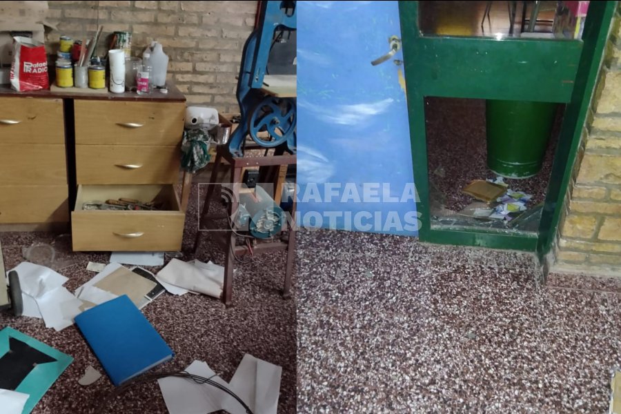 Destrozos en la escuela Lisandro de la Torre.