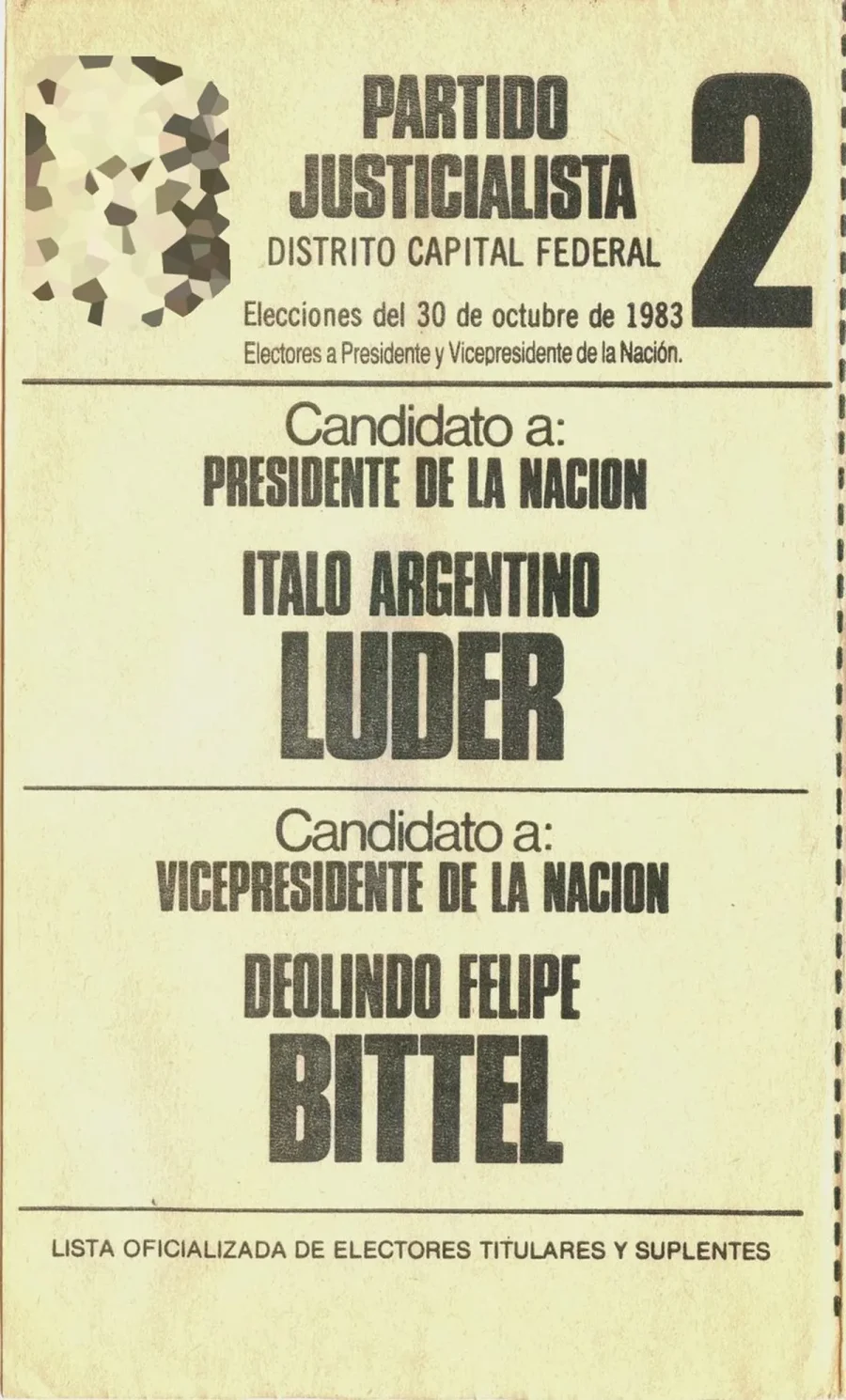 Boleta del PJ - 1983