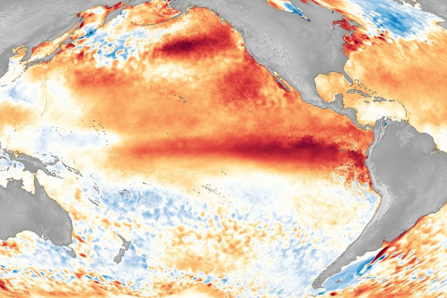 As&iacute; se ve el calentamiento del agua en el Pac&iacute;fico