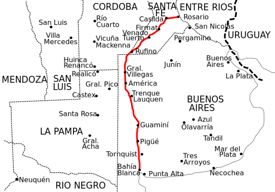El trazado de la RN 33