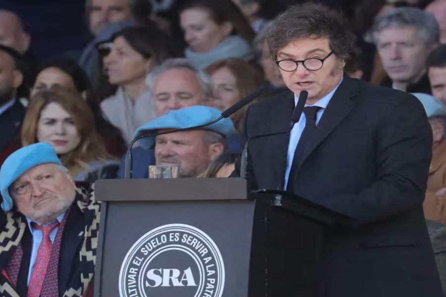 Javier Milei durante su discurso en la Rural.