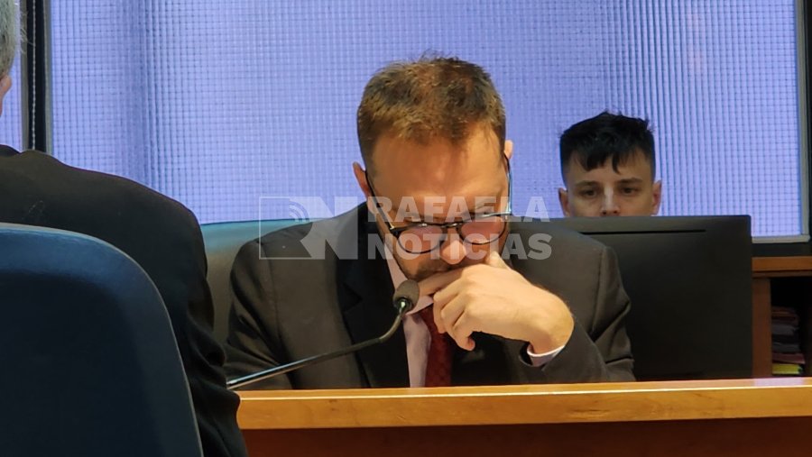 El Juez de I.P.P. Nicol&aacute;s Stegmayer durante la audiencia. Foto: RN