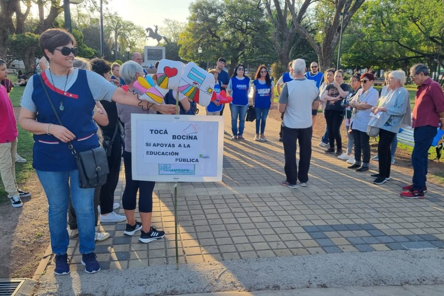 Plaza 25 de Mayo, escenario de la protesta docente.