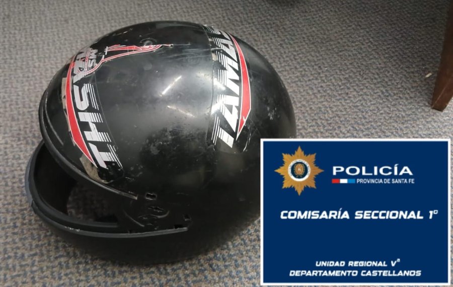 El casco que hab&iacute;a sido robado.