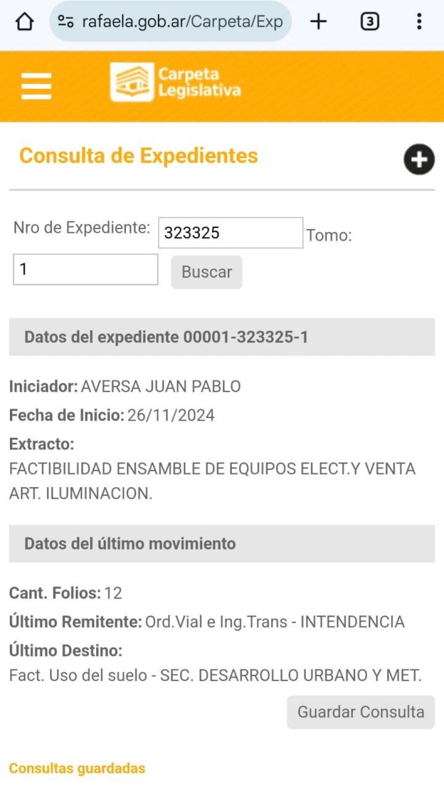 El expediente fue iniciado por Juan Pablo Aversa.