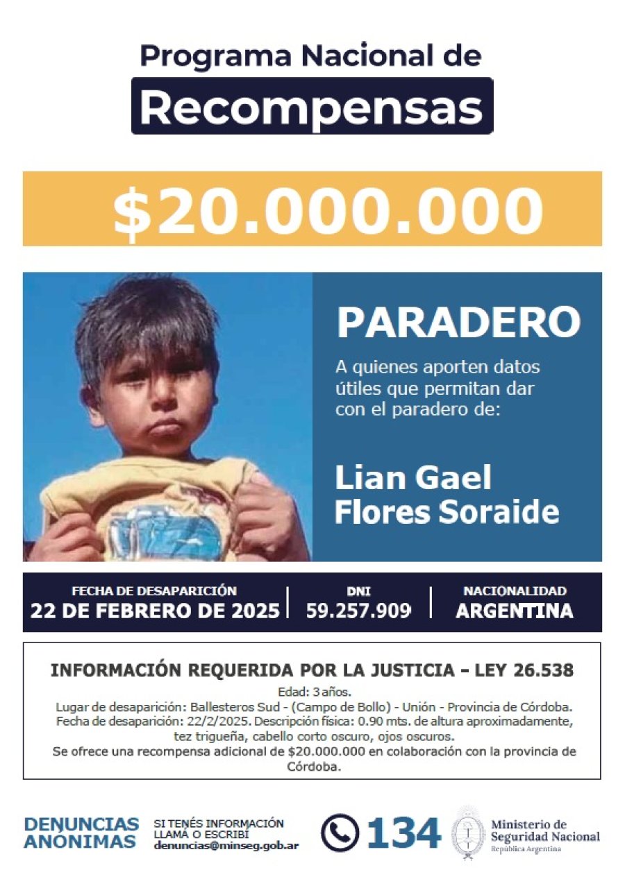 Lian Flores fue visto por &uacute;ltima vez a fines de febrero de 2025 en C&oacute;rdoba