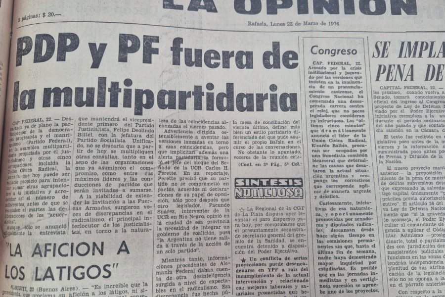 La Opini&oacute;n- 22 de marzo de 1976.